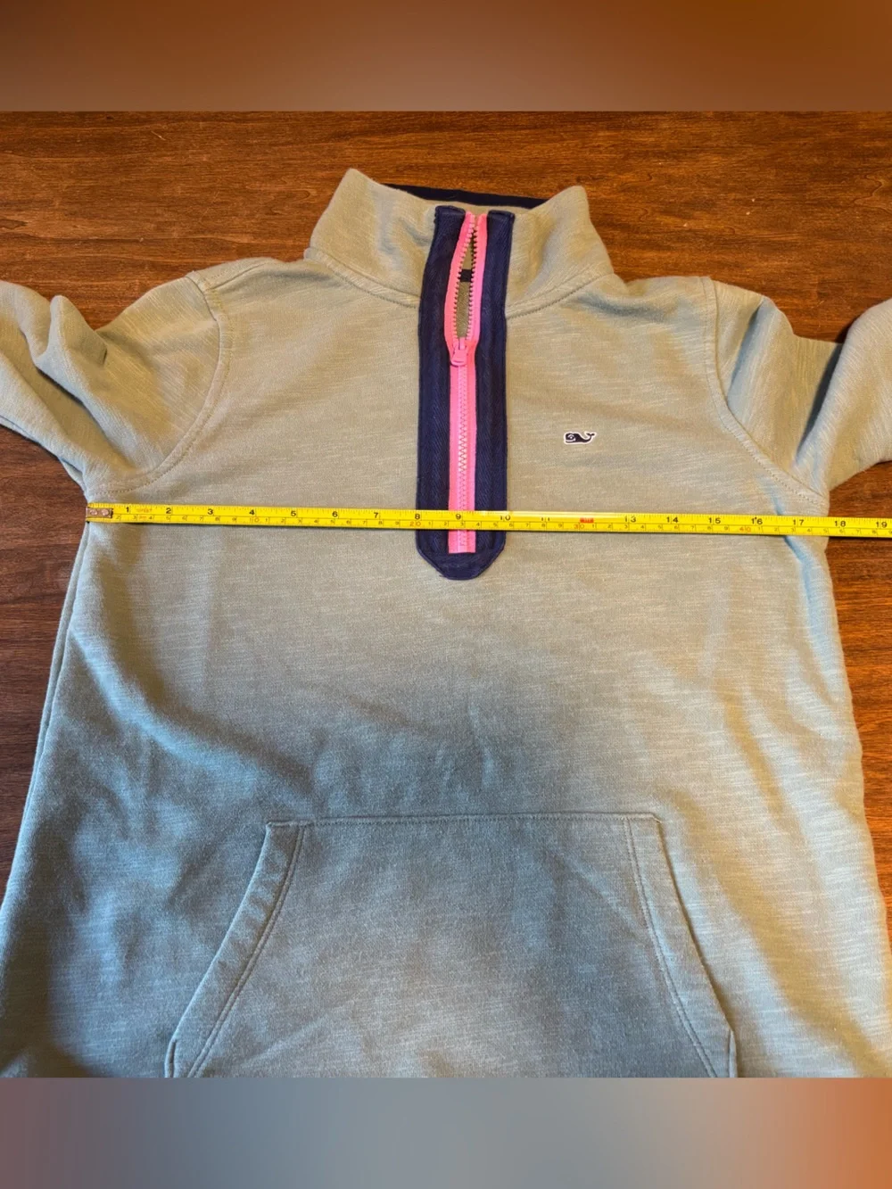 Vineyard Vines Pouch Pocket Slub Jersey 1/4 Zip Sweatshirt Sage Olive - Small - Picture 7 of 8